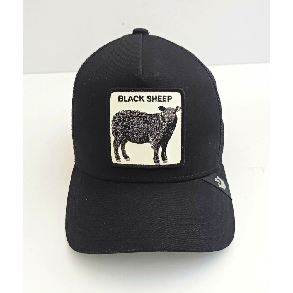 NEW Goorin Bros The Farm Black Sheep Mesh Strapback Trucker Hat Blk Twill